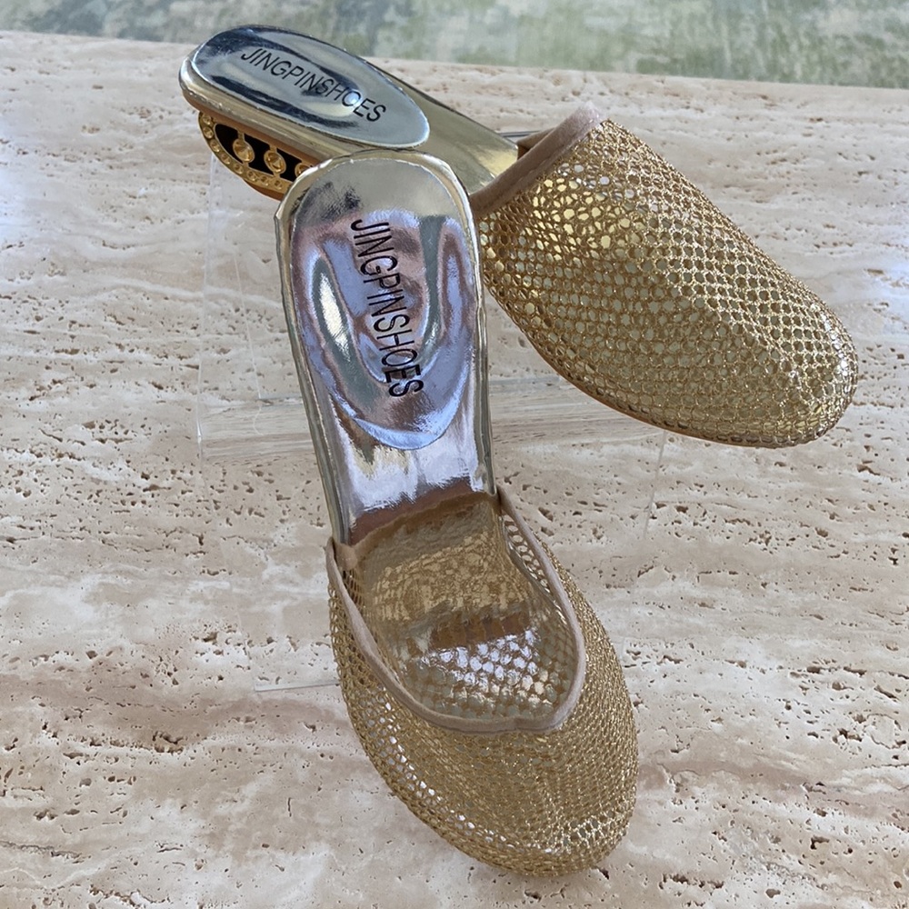 Gold Jing Pin Shoes / Mules